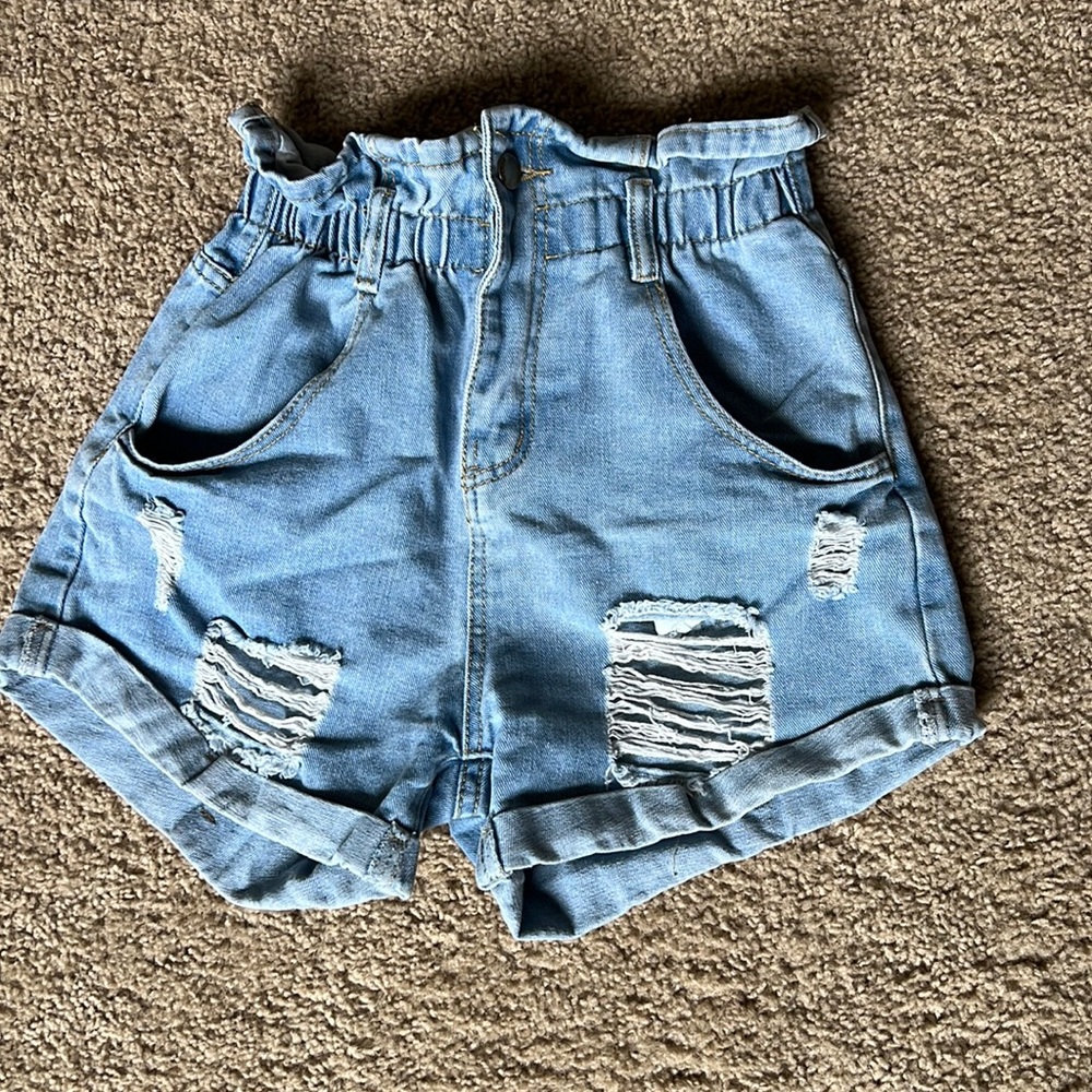High waisted jean shorts